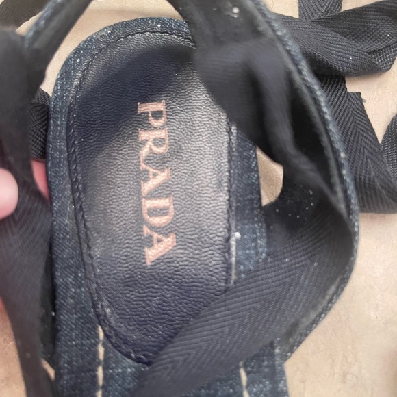 GORGEOUS Prada Blue Denim Lace Up Platform - Picture 5 of 5